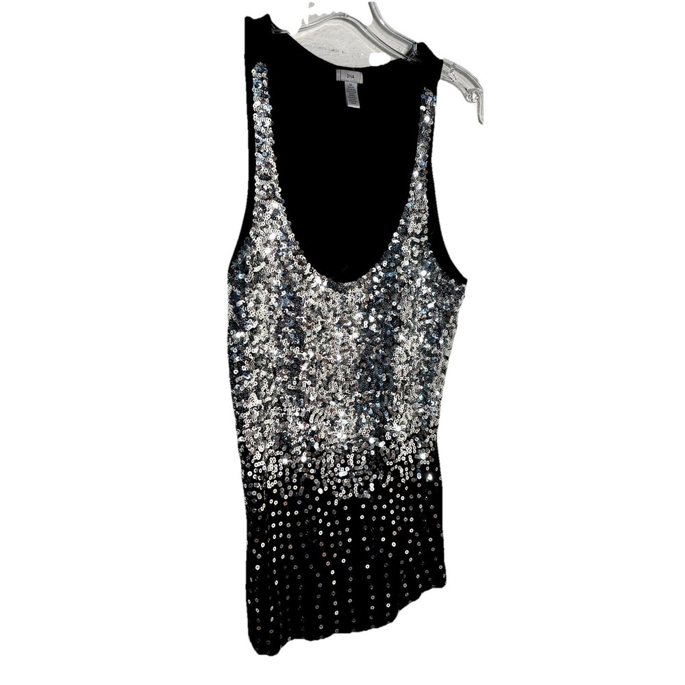 Retro Racerback Tank Top Black M Diver Sequins Maximalist Mermaid Going Out Glam